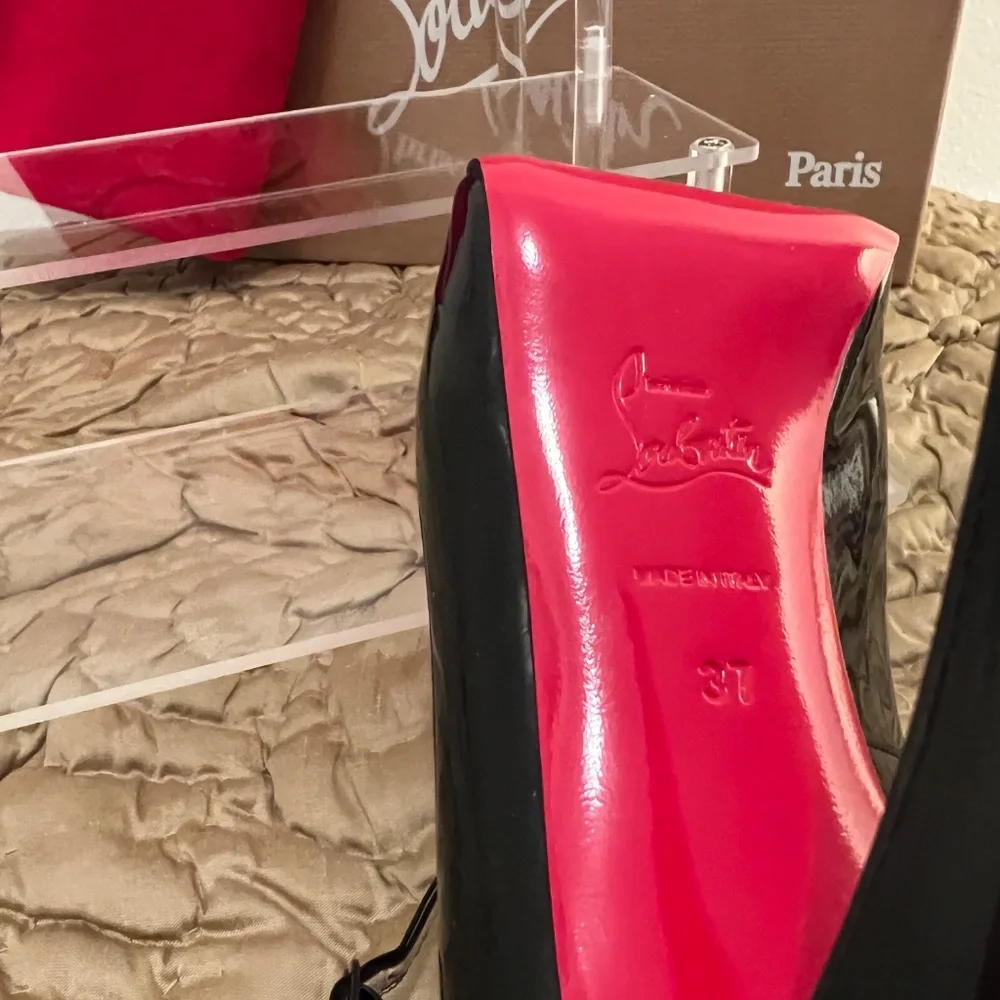 Christian Louboutin Patent Leather Peep Toe Pumps / Burlina 120 Size 37 - Picture 6 of 7